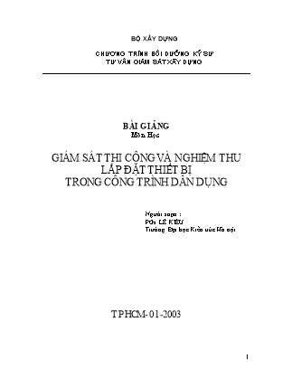 Giám sát thi công và nghiệm thu lắp đặt thiết bị trong công trình dân dụng