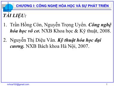 Giản đồ pha - Chương I: Công nghệ hóa học và sự phát triển