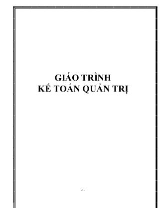 Giáo trình Kế toán quản trị