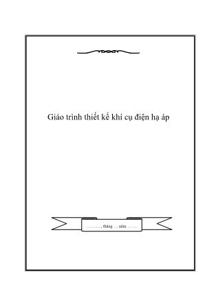 Giáo trình Thiết kế khí cụ điện hạ áp