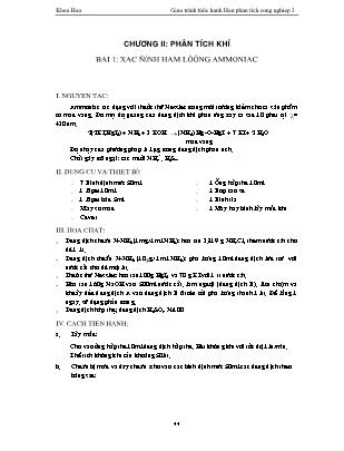 Giáo trình Thực hành hoá phân tích công nghiệp 3 - Bài 1: Xác định hàm lượng ammoniac