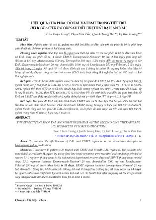 Hiệu quả của phác đồ Eal và Ebmt trong tiệt trừ helicobacter pylorisau điều trị thất bại lần đầu