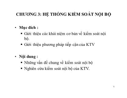 Kế toán, kiểm toán - Chương 3: Hệ thống kiểm soát nội bộ