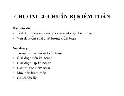 Kế toán, kiểm toán - Chương 4: Chuẩn bị kiểm toán