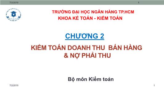 Kiểm toán doanh thu bán hàng và nợ phải thu chương 2