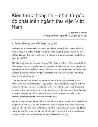 Kiến thức thông tin – nhìn từ góc độ phát triển ngành thư viện Việt Nam