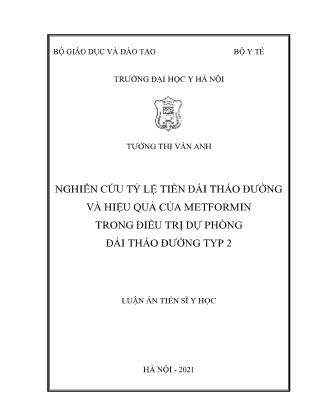 Luận án Nghiên cứu tỷ lệ tiền đái tháo đường và hiệu quả của metformin trong điều trị dự phòng đái tháo đường typ 2