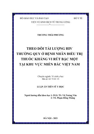 Luận án Theo dõi tải lượng HIV thường quy ở bệnh nhân điều trị thuốc kháng vi rút bậc một tại khu vực miền bắc Việt Nam