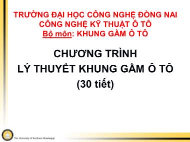 Lý thuyết khung gầm ô tô - Giới thiệu