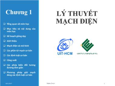 Lý thuyết mạch điện - Chương 1: Tổng quan về môn học