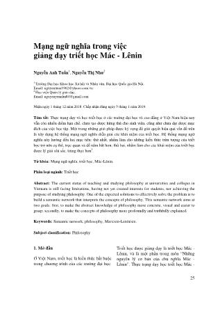 Mạng ngữ nghĩa trong việc giảng dạy triết học Mác - Lênin