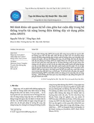 Mô hình khảo sát quan hệ hỗ cảm giữa hai cuộn dây trong hệ thống truyền tải năng lượng điện không dây sử dụng phần mềm ANSYS