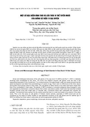 Một số đặc điểm hình thái và cấu trúc vi thể tuyến muối của giống vịt biển 15 Đại Xuyên