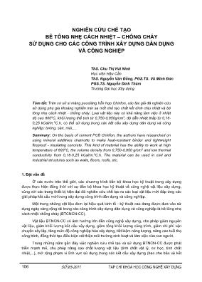 Nghiên cứu chế tạo bê tông nhẹ cách nhiệt – Chống cháy sử dụng cho các công trình xây dựng dân dụng và công nghiệp