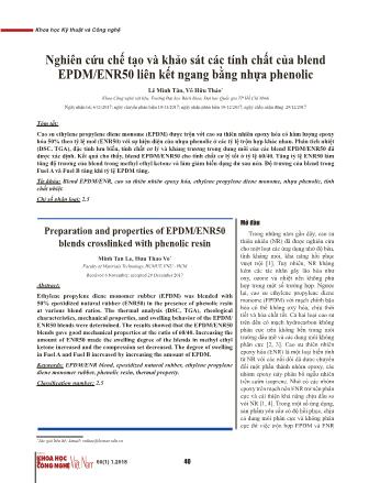 Nghiên cứu chế tạo và khảo sát các tính chất của blend Epdm / Enr50 liên kết ngang bằng nhựa phenolic
