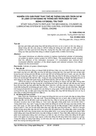 Nghiên cứu giải pháp thay thế hệ thống dầu bôi trơn sơ mi xi lanh cơ khí bằng hệ thống bôi trơn điện tử cho động cơ diesel tàu thủy