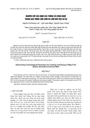 Nghiên cứu xác định các thông số công nghệ trong quá trình làm chín và làm khô thịt gà ác