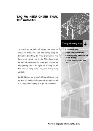 Phát triển AutoCAD bằng ActiveX & VBA - Chương 4: Tạo và hiệu chỉnh thực thể AutoCAD