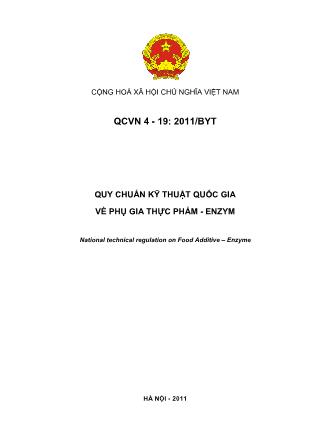 Quy chuẩn kỹ thuật quốc gia về phụ gia thực phẩm - Enzym