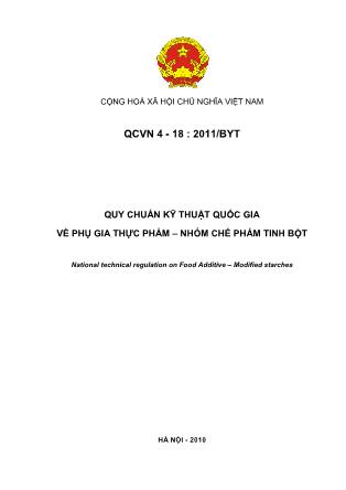 Quy chuẩn kỹ thuật quốc gia về phụ gia thực phẩm – Nhóm chế phẩm tinh bột