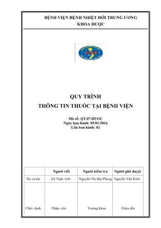 Quy trình thông tin thuốc tại bệnh viện