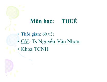 Tài liệu môn học Thuế