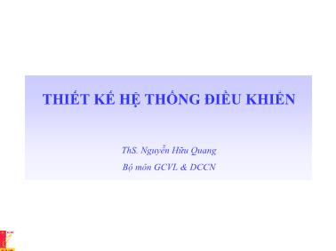 Tài liệu môn Thiết kế hệ thống điều khiển