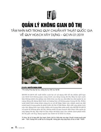 Tầm nhìn mới trong quy chuẩn kỹ thuật quốc gia về quy hoạch xây dựng – QCVN 01 : 2019 quản lý không gian đô thị