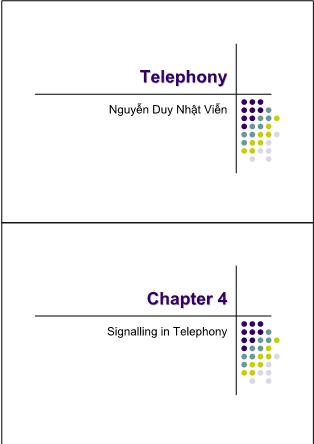 Telephony - Chapter 4: Signalling in telephony