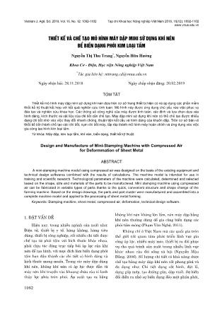 Thiết kế và chế tạo mô hình máy dập mini sử dụng khí nén để biến dạng phôi kim loại tấm
