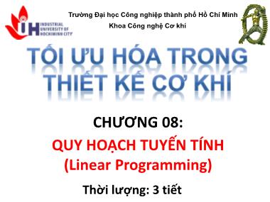 Tối ưu hóa trong thiết kế cơ khí - Chương 08: Quy hoạch tuyến tính (linear programming)