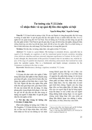 Tư tưởng của V.I.Lênin về nhận thức và sự quá độ lên chủ nghĩa xã hội