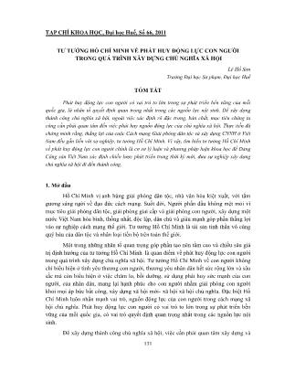 Tư tưởng Hồ Chí Minh về phát huy động lực con người trong quá trình xây dựng chủ nghĩa xã hội