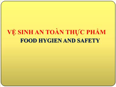 Vệ sinh an toàn thực phẩm - Chương 2: Các nguồn ô nhiễm từ môi trường tại nơi chế biến thực phẩm