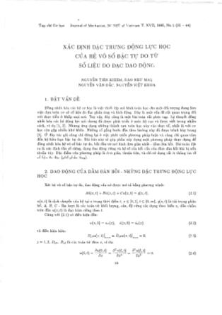 Xác định đặc trưng động lực học của hệ vô số bậc tự do từ số liệu do đạc dao động