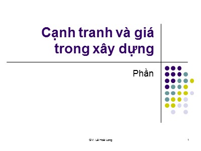 Xây dựng - Cạnh tranh và giá trong xây dựng