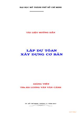 Xây dựng - Lập dự toán xây dựng cơ bản