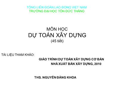 Xây dựng - Phần: Dự toán xây dựng