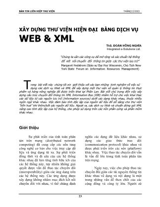 Xây dựng thư viện hiện đại bằng dịch vụ WEB & XML