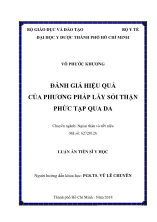 Luận án Đánh giá hiệu quả của phương pháp lấy sỏi thận phức tạp qua da