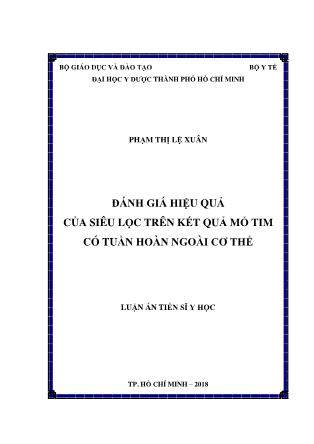 Luận án Đánh giá hiệu quả của siêu lọc trên kết quả mổ tim có tuần hoàn ngoài cơ thể