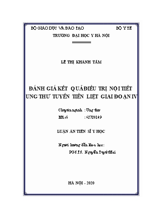 Luận án Đánh giá kết quả điều trị nội tiết ung thư tuyến tiền liệt giai đoạn IV