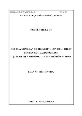 Luận án Kết quả ngắn hạn và trung hạn của phẫu thuật chuyển gốc đại động mạch tại bệnh viện nhi đồng 1 thành phố Hồ Chí Minh