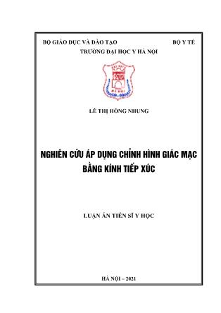 Luận án Nghiên cứu áp dụng chỉnh hình giác mạc bằng kính tiếp xúc