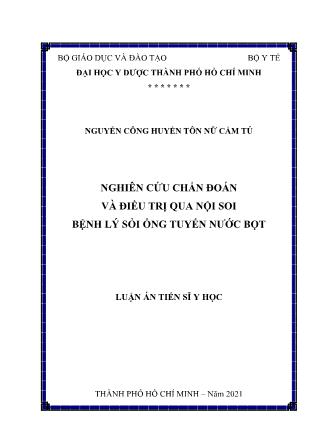 Luận án Nghiên cứu chẩn đoán và điều trị qua nội soi bệnh lý sỏi ống tuyến nước bọt