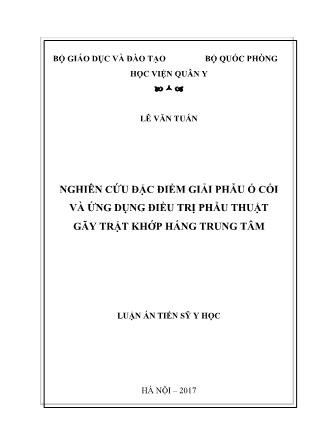 Luận án Nghiên cứu đặc điểm giải phẫu ổ cối và ứng dụng điều trị phẫu thuật gãy trật khớp háng trung tâm