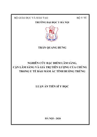 Luận án Nghiên cứu đặc điểm lâm sàng, cận lâm sàng và giá trị tiên lượng của chúng trong u tế bào mầm ác tính buồng trứng