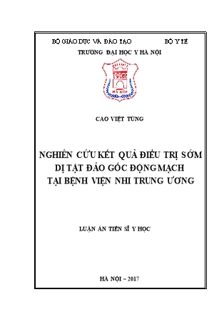 Luận án Nghiên cứu kết quả điều trị sớm dị tật đảo gốc động mạch tại bệnh viện nhi trung ương