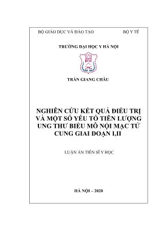 Luận án Nghiên cứu kết quả điều trị và một số yếu tố tiên lượng ung thư biểu mô nội mạc tử cung giai đoạn I, II