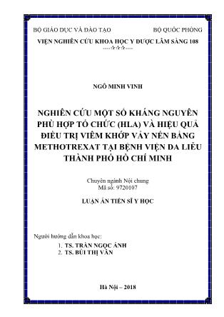 Luận án Nghiên cứu một số kháng nguyên phù hợp tố chức (hla) và hiệu quả điều trị viêm khớp vảy nến bằng methotrexat tại bệnh viện da liễu thành phố Hồ Chí Minh
